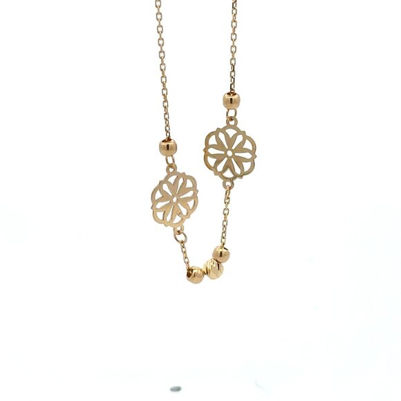 18K Gold Bracelet Flower Beads Charm 7 inches plus one inch Extension 1.50 grams - Picture 6 of 10